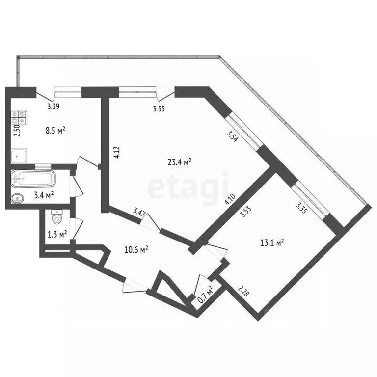 2-к кв. Севастополь просп. Генерала Острякова, 123 (63.7 м) - Фото 2