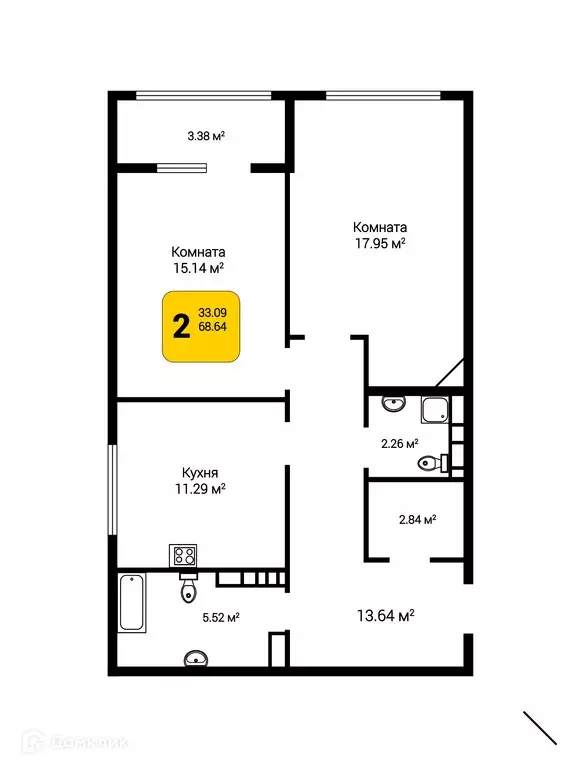 Продаётся 2-к квартира, 70.29 м - Фото 0