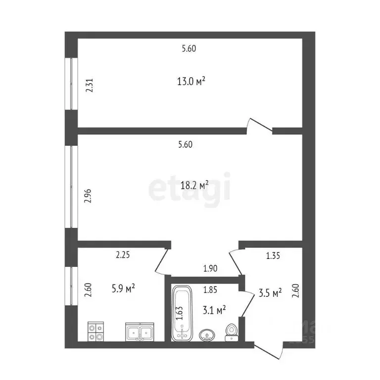 2-к кв. Самарская область, Самара ул. Георгия Ратнера, 17 (43.7 м) - Фото 1