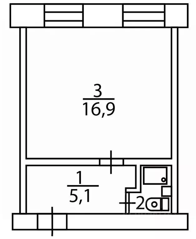 1-к кв. Томская область, Томск Алтайская ул., 76/2 (24.0 м) - Фото 2