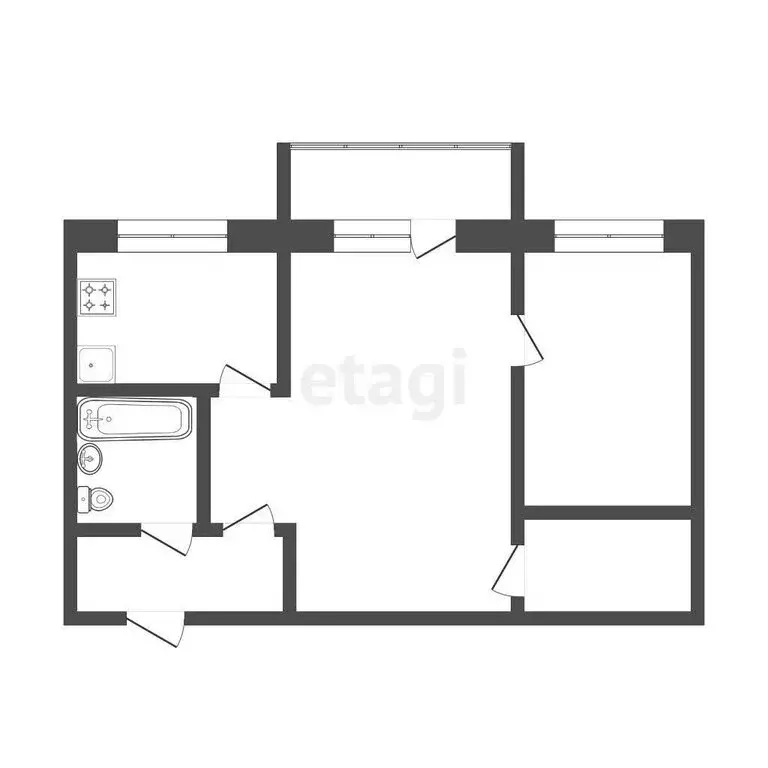 2-комнатная квартира: Тюмень, Минская улица, 9 (43.4 м) - Фото 1