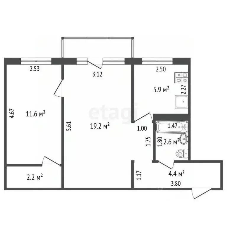 2-к кв. Пермский край, Пермь ул. Революции, 60 (45.9 м) - Фото 2