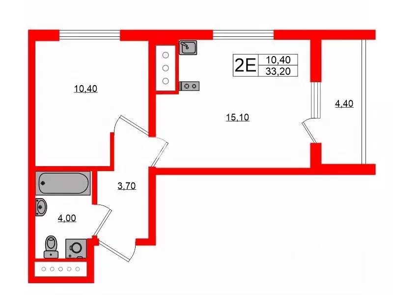 1-к кв. Санкт-Петербург ул. Верхне-Каменская, 11к1 (33.2 м) - Фото 1