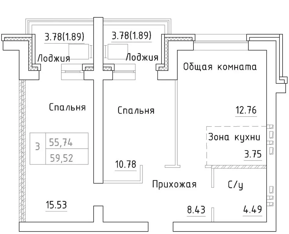 2-комнатная квартира: посёлок Элитный, Венская улица, 12 (55.74 м) - Фото 0