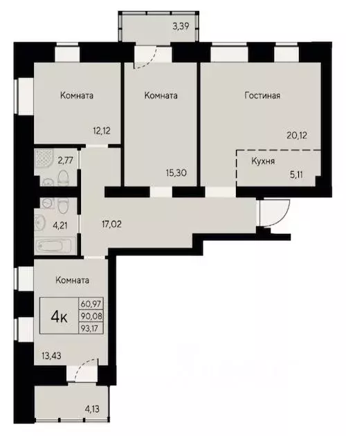 4-к кв. Красноярский край, Красноярск ул. Елены Стасовой, 80 (93.17 м) - Фото 0