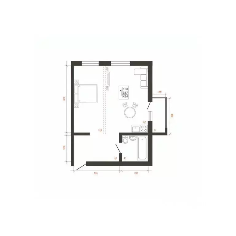 1-к кв. Иркутская область, Иркутск Сарафановская ул. (42.4 м) - Фото 1