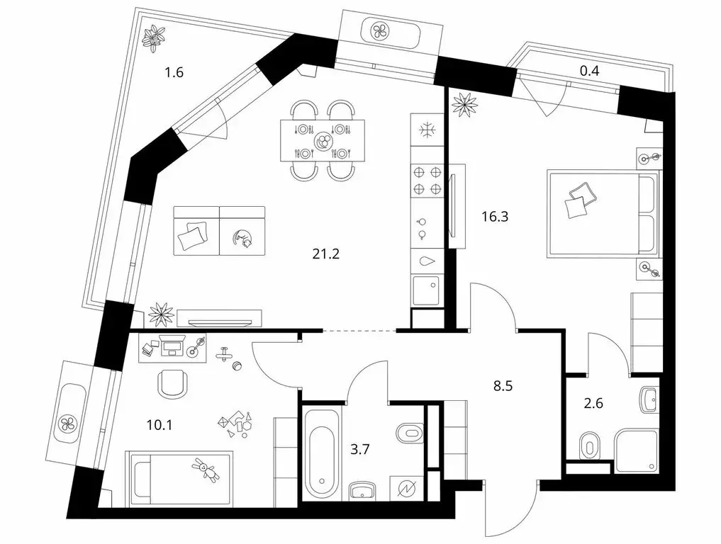 2-комнатная квартира: Москва, НАО, район Коммунарка, квартал № 28 ... - Фото 1