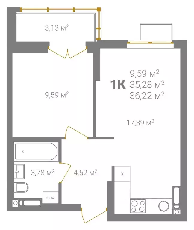 1-к кв. Нижегородская область, Нижний Новгород Ветеринарная ул. (36.22 ... - Фото 2