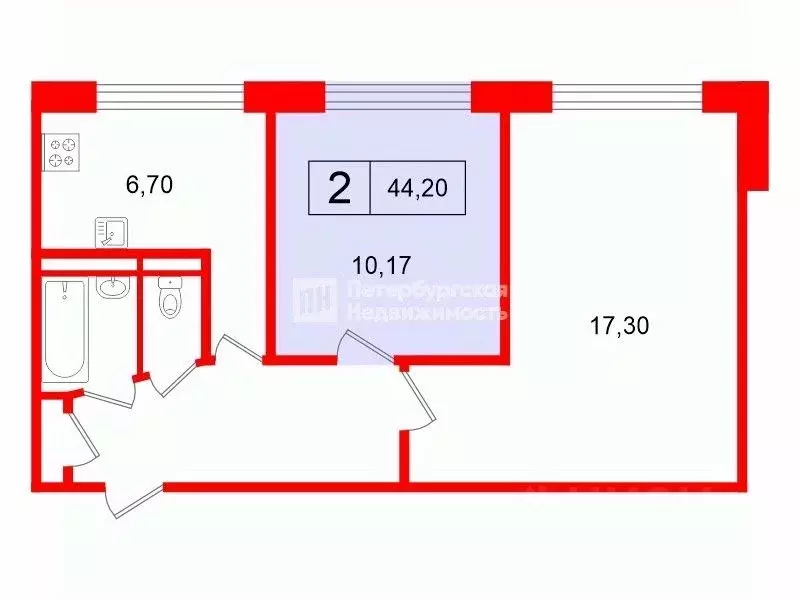 Комната Санкт-Петербург просп. Солидарности, 7К1 (10.2 м) - Фото 2