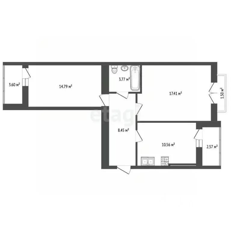 2-к кв. Калининградская область, Калининград Суздальская ул., 20к3 ... - Фото 2