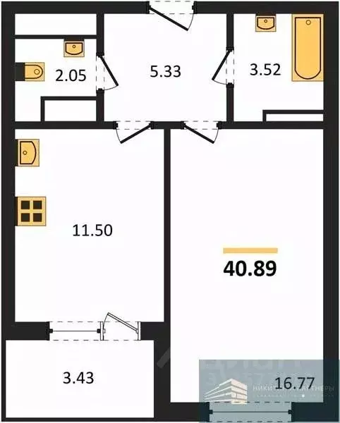 1-к кв. Воронежская область, Воронеж ул. Ломоносова, 116Б (43.6 м) - Фото 0