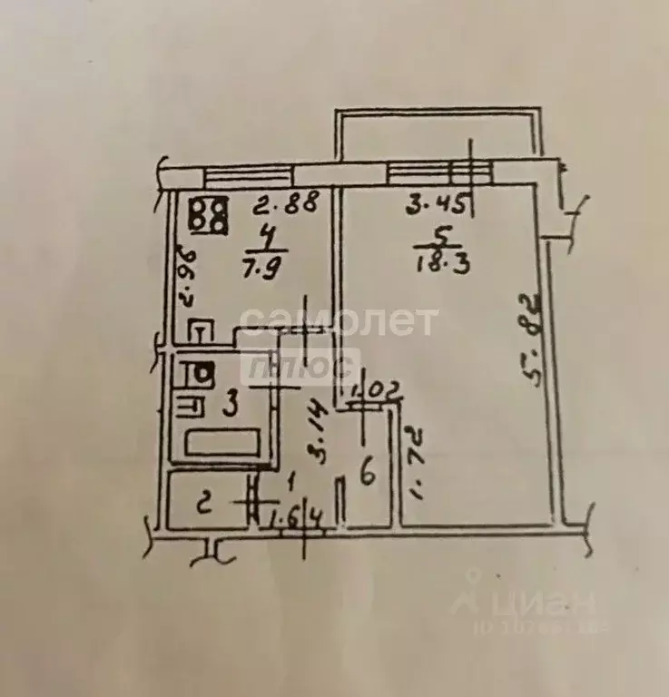 1-к кв. Липецкая область, Липецк ул. Имени А.И. Хорошавина, 3 (35.7 м) - Фото 2
