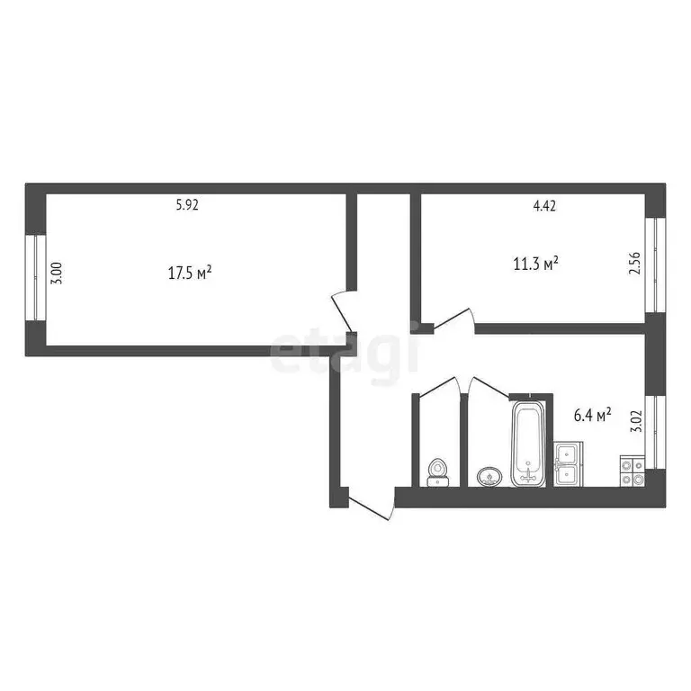 2-комнатная квартира: Вологда, Галкинская улица, 46 (48 м) - Фото 1