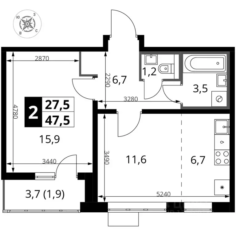 2-к кв. Московская область, Ленинский городской округ, пос. Битца ... - Фото 1