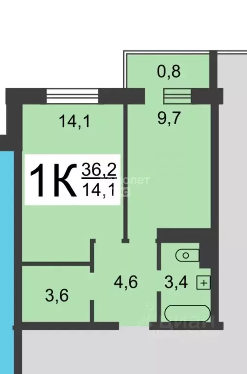 1-к кв. Нижегородская область, Нижний Новгород ул. Июльских Дней, 1к2 ... - Фото 2