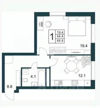 1-к кв. Липецкая область, Липецк Минская ул., 4Вк1 (41.7 м) - Фото 2