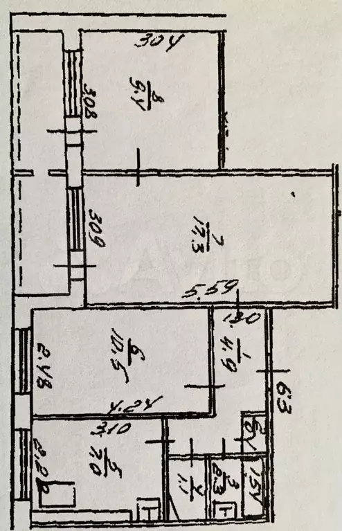 3-к. квартира, 57,2 м, 7/9 эт. - Фото 0