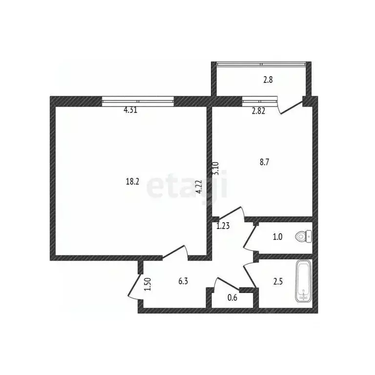 1-к кв. Хабаровский край, Комсомольск-на-Амуре Дружба мкр, 23 (38.0 м) - Фото 1