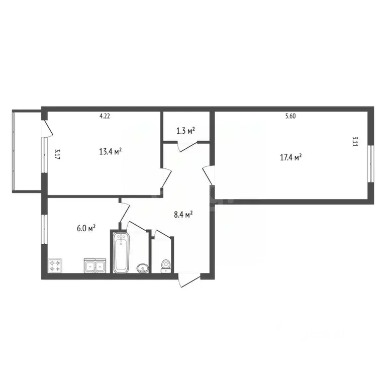 2-к кв. Санкт-Петербург ул. Стасовой, 8 (49.5 м) - Фото 2