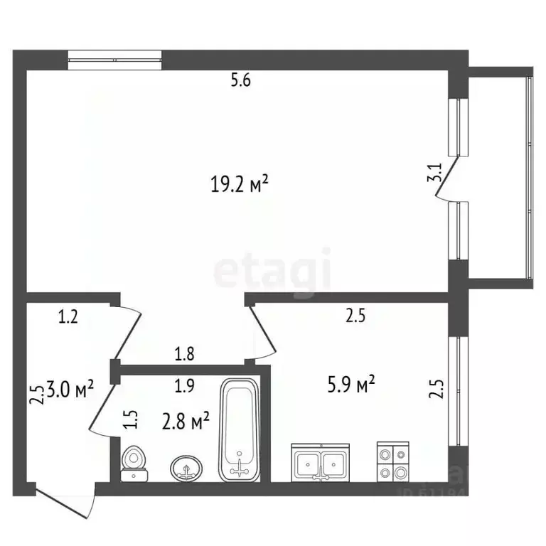 1-к кв. Мордовия, Саранск ул. Лихачева, 22 (30.9 м) - Фото 2