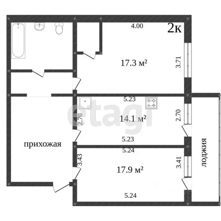 2-к кв. Белгородская область, Белгород ул. Горького, 52б (79.3 м) - Фото 1