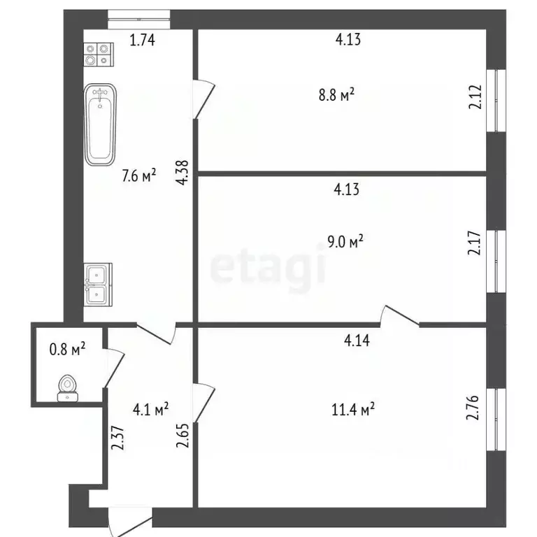 2-к кв. Санкт-Петербург Железноводская ул., 12Б (41.7 м) - Фото 2
