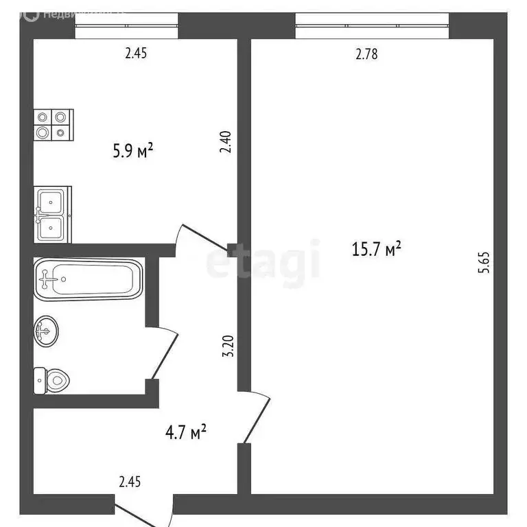 1-комнатная квартира: Орёл, улица Генерала Жадова, 23 (29 м) - Фото 1