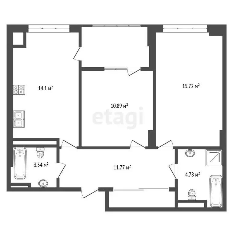 2-комнатная квартира: Севастополь, улица Братьев Манганари, 28 (60.5 ... - Фото 1