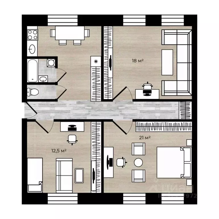 3-к кв. Ярославская область, Ярославль просп. Ленина, 15 (69.6 м) - Фото 2