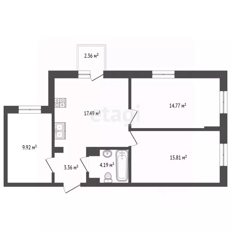 3-к кв. Крым, Евпатория ул. 60 лет ВЛКСМ, 31/3 (66.25 м) - Фото 2