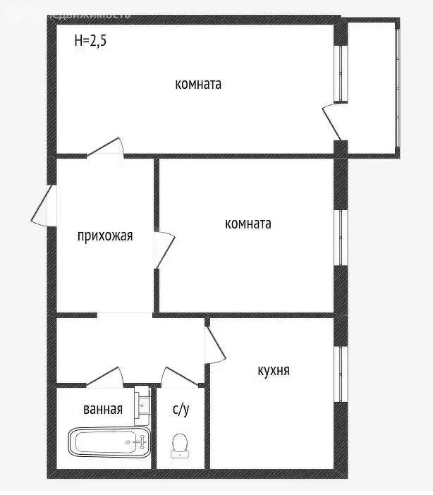 2-комнатная квартира: Кострома, Катушечная улица, 23 (51.4 м) - Фото 0