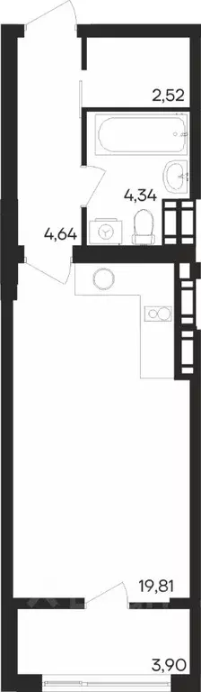 Студия Мурманская область, Мурманск Первомайский округ,  (35.21 м) - Фото 1