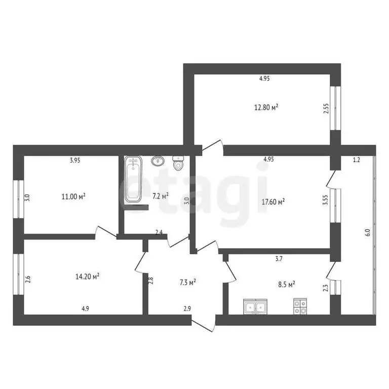 4-комнатная квартира: Прохладный, улица Ленина, 89 (79.3 м) - Фото 1