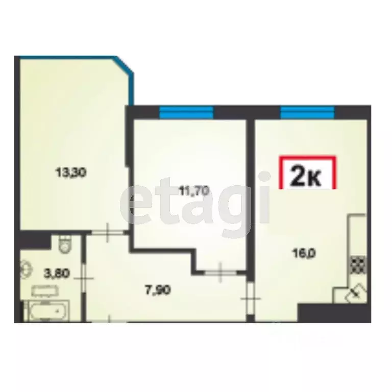 2-к кв. Краснодарский край, Анапа Анапское ш., 32к5 (56.7 м) - Фото 2