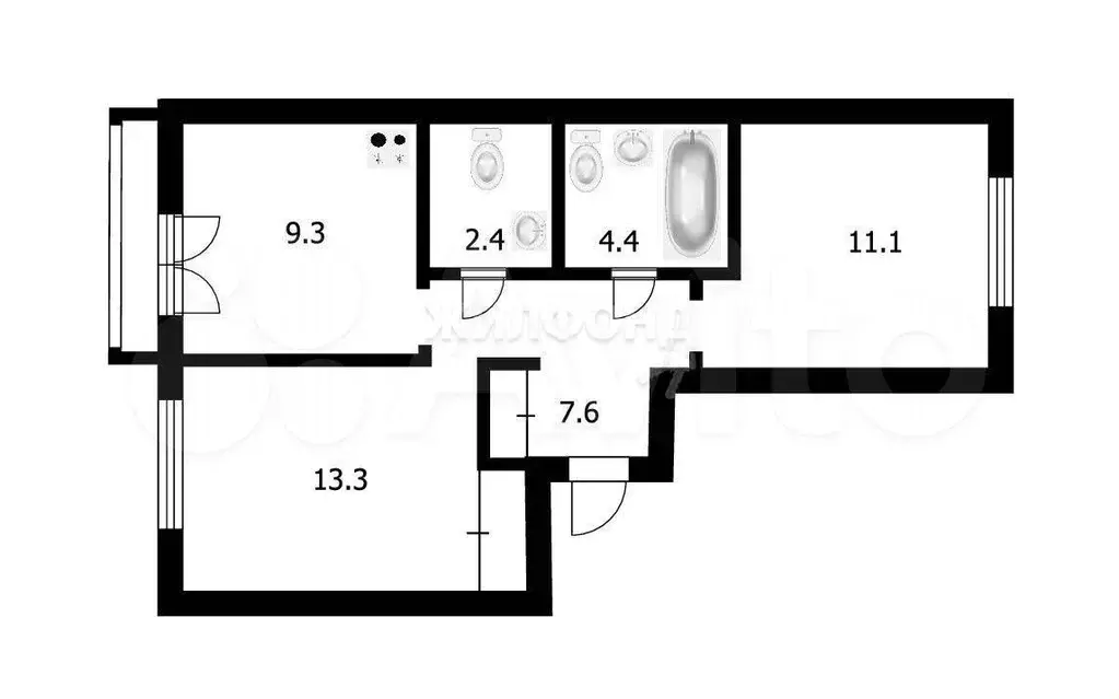 2-к. квартира, 48 м, 9/9 эт. - Фото 0