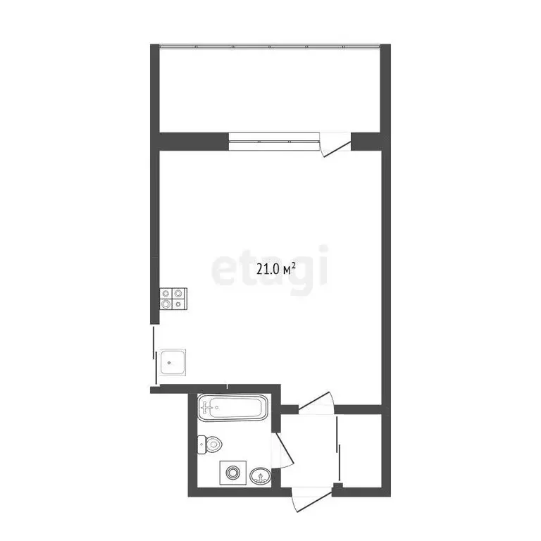 Квартира-студия: Тюмень, Харьковская улица, 85А (21 м) - Фото 1