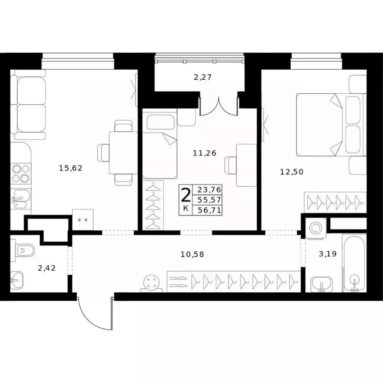 2-к кв. Нижегородская область, Нижний Новгород Ленгородок мкр, Мед ... - Фото 1