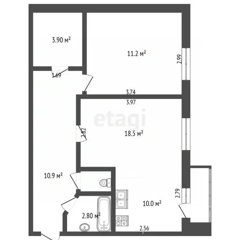 2-к кв. Вологодская область, Вологда ул. Разина, 34Ак1 (48.6 м) - Фото 2