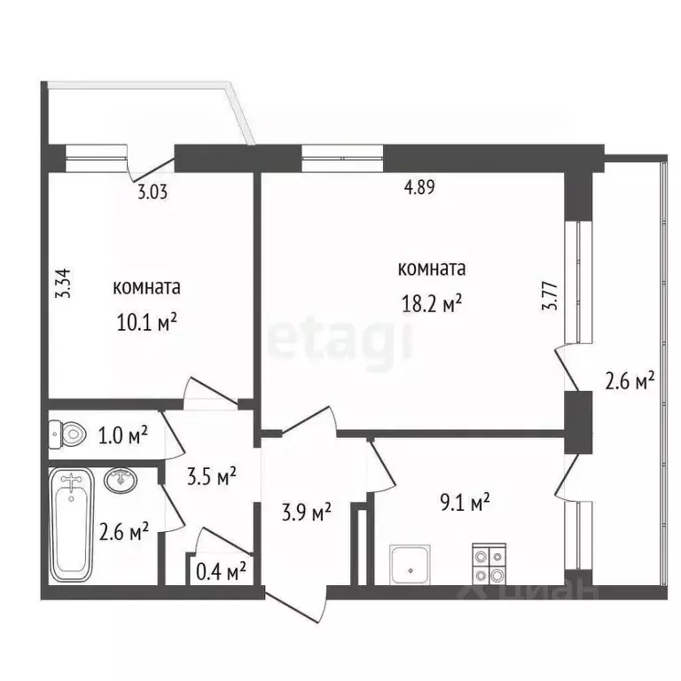 2-к кв. Севастополь ул. Павла Корчагина, 50 (50.2 м) - Фото 1
