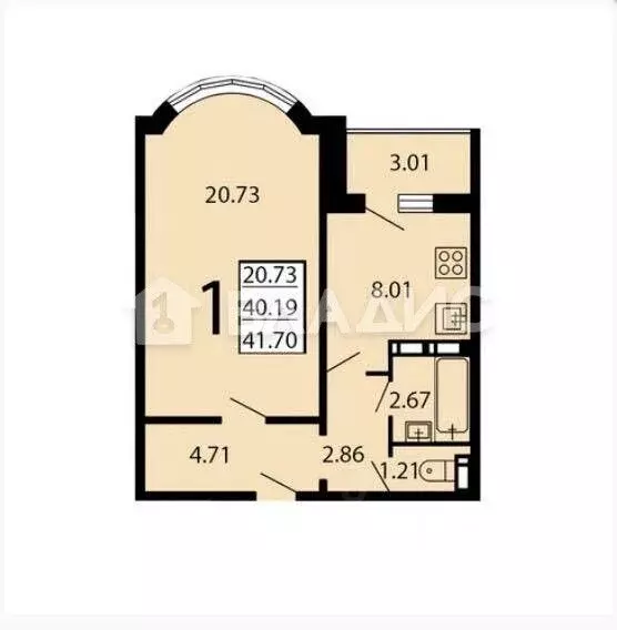 1-к кв. Воронежская область, Воронеж ул. Коренцова, 5 (40.1 м) - Фото 2