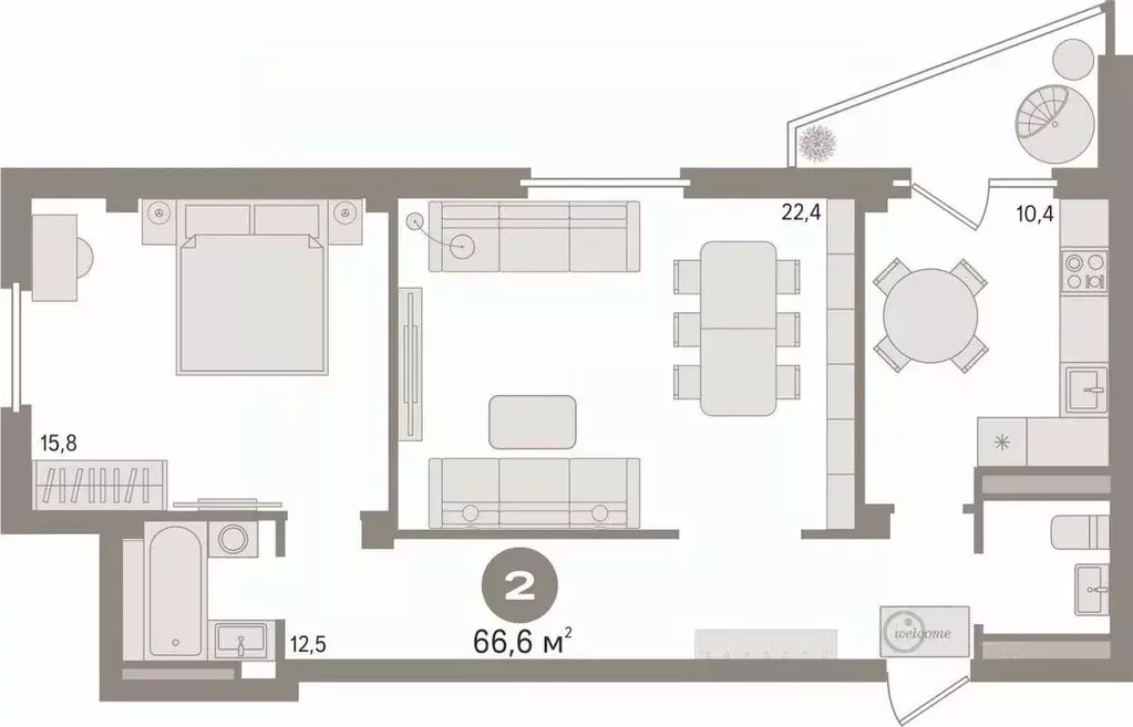 2-к кв. Свердловская область, Екатеринбург ул. Таганская, 53А (66.6 м) - Фото 1