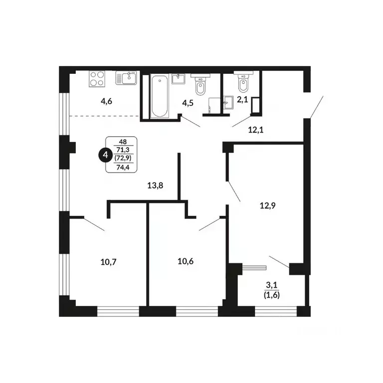 4-к кв. Кировская область, Киров Завода Маяк мкр,  (72.9 м) - Фото 0