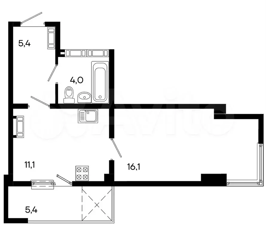 Квартира-студия, 42 м, 4/16 эт. - Фото 0