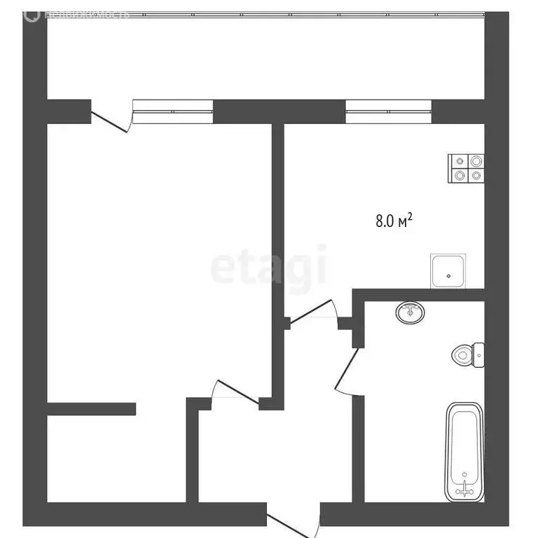 1-комнатная квартира: Тюмень, Широтная улица, 59А (30.4 м) - Фото 1
