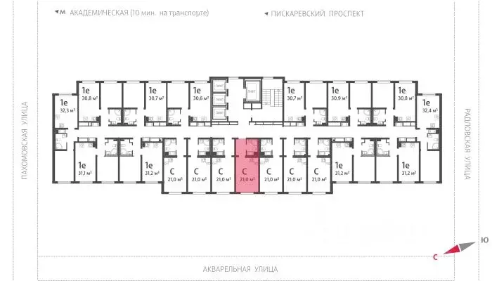 Студия Санкт-Петербург ул. Пахомовская, 12к2 (20.7 м) - Фото 1