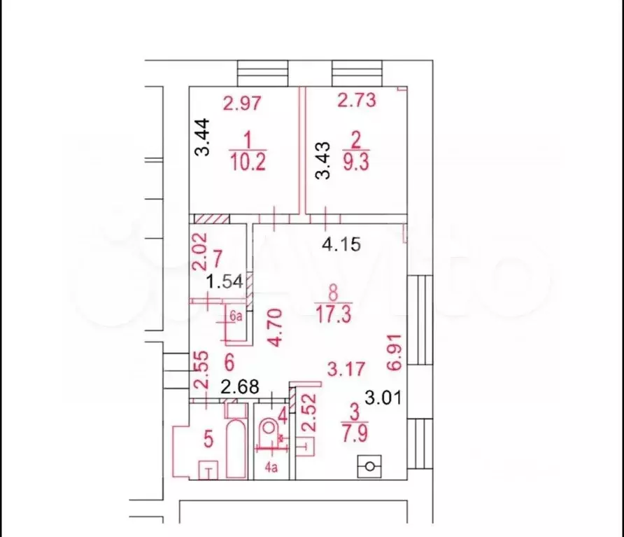 3-к. квартира, 58,5 м, 1/5 эт. - Фото 0
