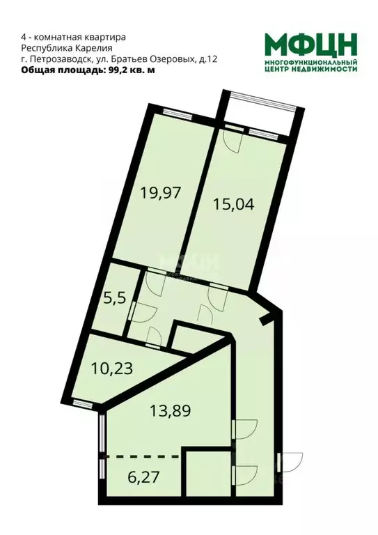 4-к кв. Карелия, Петрозаводск ул. Братьев Озеровых, 12 (99.2 м) - Фото 2