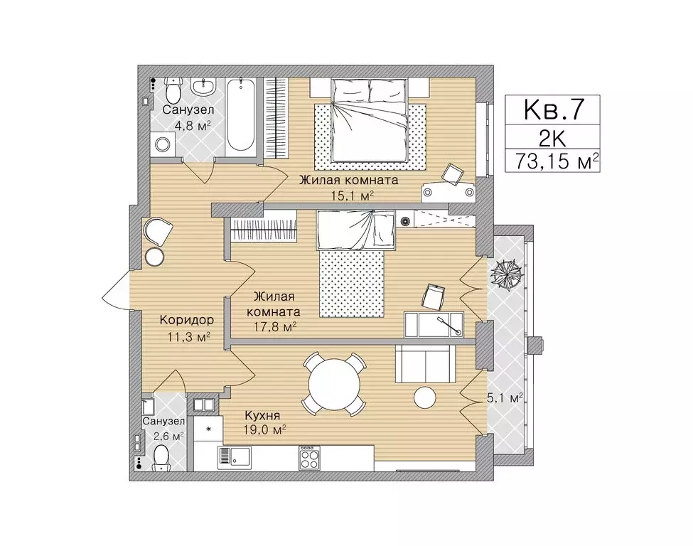 2-комнатная квартира: Рязань, улица Горького, 62 (73.15 м) - Фото 0