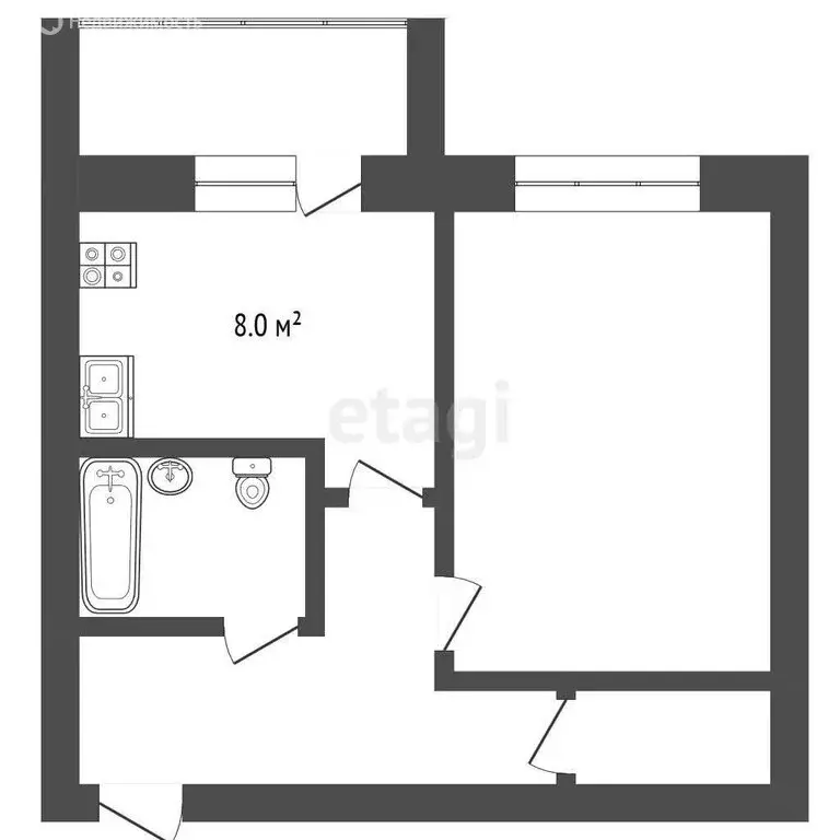1-комнатная квартира: посёлок Текстильщиков, 3-й микрорайон, 6 (34.5 ... - Фото 1