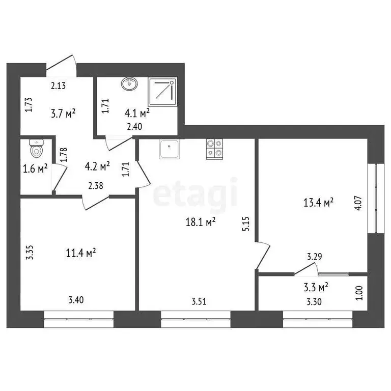 2-комнатная квартира: Челябинск, проспект Ленина, 4Г (56.5 м) - Фото 1